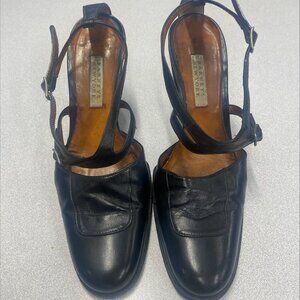 Vintage Barneys New York Black Leather Work Heels